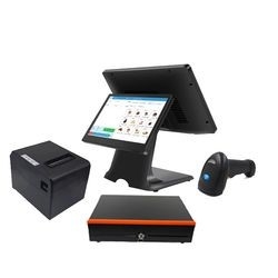 Factory Custom 11.6 15.6inch Dual Screen Touch All in One POS Machine Cash Register Terminal POS System Optional Printer Barcode Scanner Retail Store Checkout