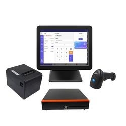 15.6 17 Inch POS System Touch Screen Cash Register Billing Software 80 Thermal Printer Hardware Barcode Scanner All in One POS Machine Point of Sale Terminal