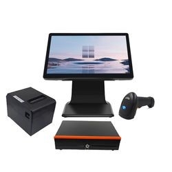 Factory 15.6 11.6 Inch POS Terminal Dual Display Touch Screen POS machine Billing Cash Register System 80 Printer Barcode Scanner for Point of Sale Checkout